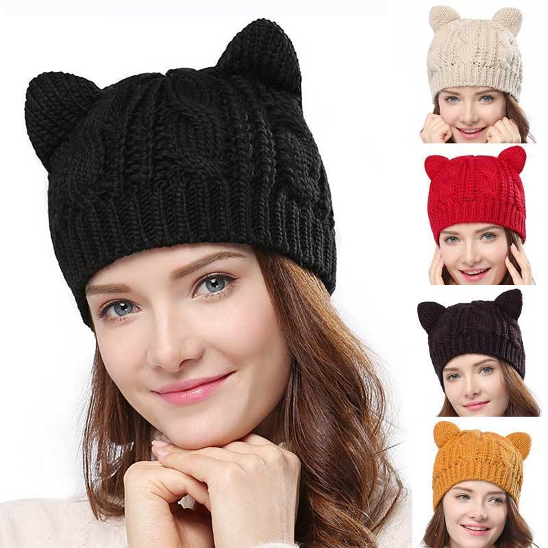 Touca Gatinho - Gorro de Inverno Feminino em Várias Cores