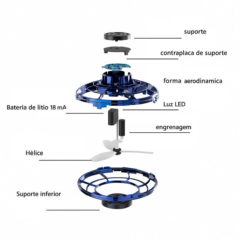 Super Spinner - Spinner Voador Recarregável com Led